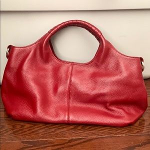 red hand bag